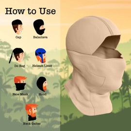 BaHoki Essentials Balaclava Ski Mask - Breathable Thermal Face Cover for Cold Weather - Wind-Resistant Head Gear for Work, Hunting, Snowboarding (Khaki)