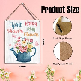 April Showers Bring May Flowers Decorations Spring Decor Spring Decorations for Home Office Spring Bathroom Tray Decor 8 X 10 Inch