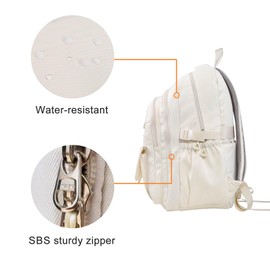 Phaoullzon Teen Girls School Backpack for Boys, College Aesthetic Laptop Bookbag for Women,Beige