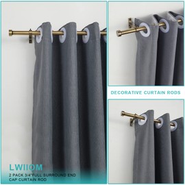2-Pack Curtain Rod for Windows 48-84",Adjustable Window Curtain Rods with Premium Aluminum End Cap Finials and Full Surround Brackets,7/8"(0.073Feet) Diameter,Antique Bronze Drapery Rods for Curtains