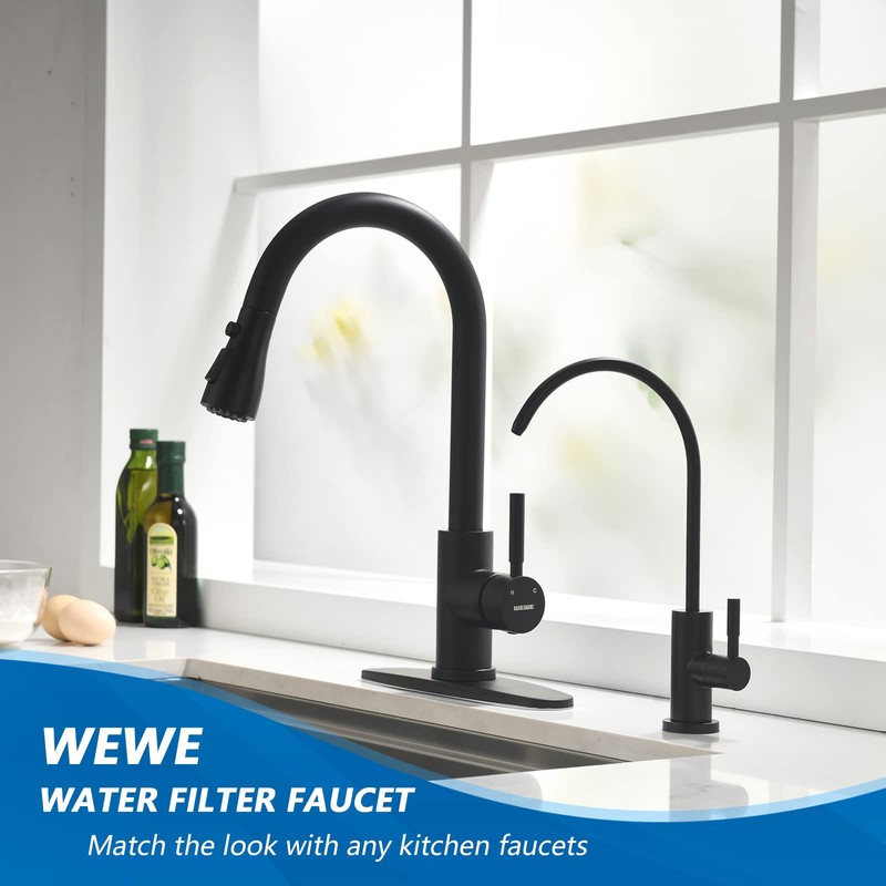 WEWE Matte Black Drinking Water Faucet Non Air Gap Stainless