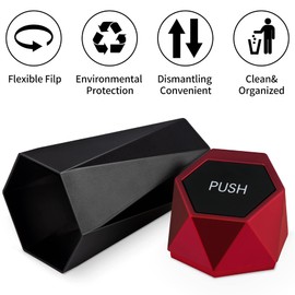 JUSTTOP Car Trash Can with Lid, Mini Diamond Design Portable Trash Can, Plastic Material and Multipurpose Organizers for Car,Home,Office(Red)