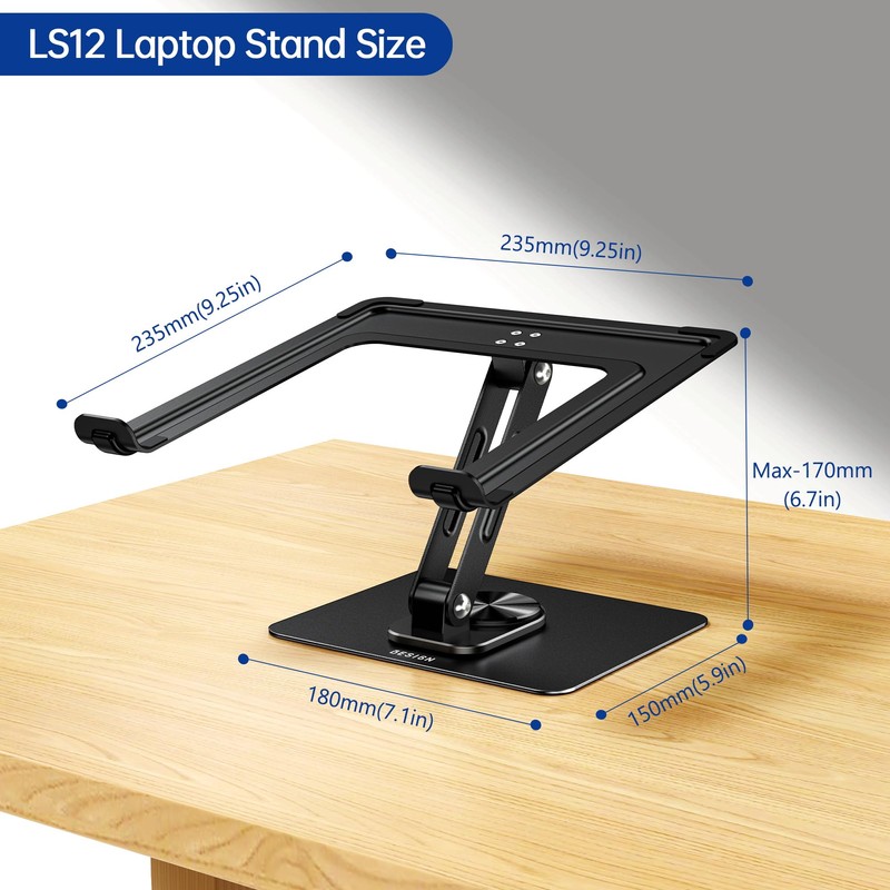 BESIGN LS12 Laptop Stand with 360° Rotating Base, Ergonomic Adjustable