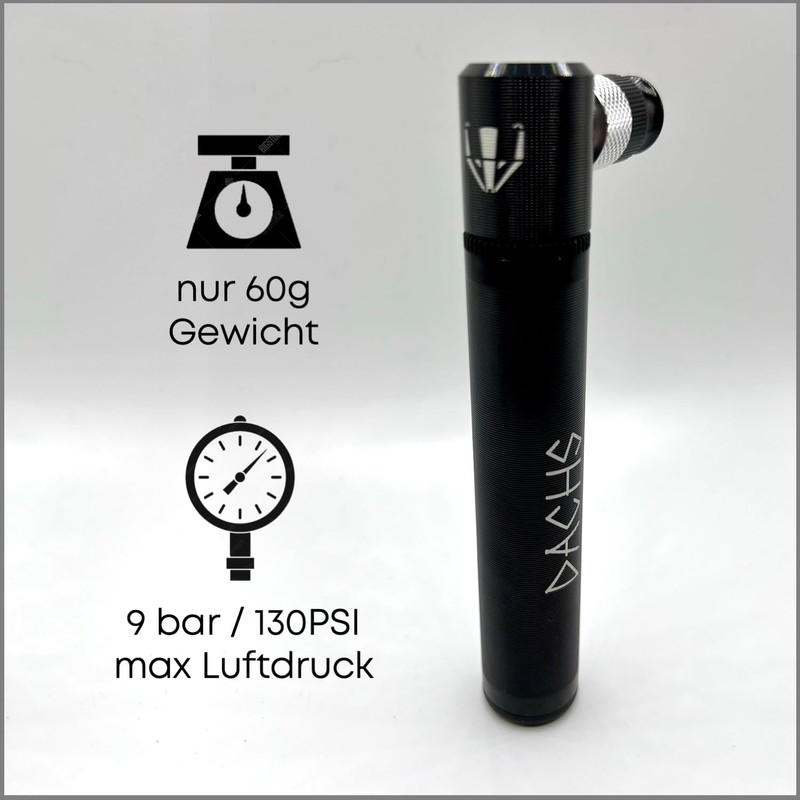 DACHS Mini Bicycle Pump with Bracket - High Pressure, Lightweight,