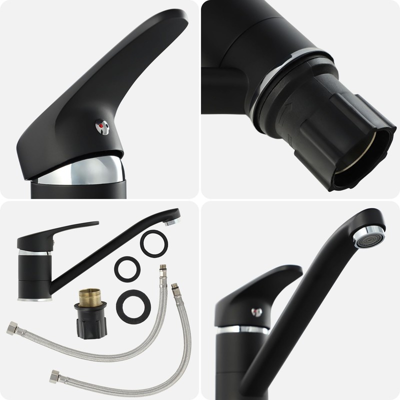 gospo Kitchen Faucet Black Faucet Single Lever Mixer Tap for