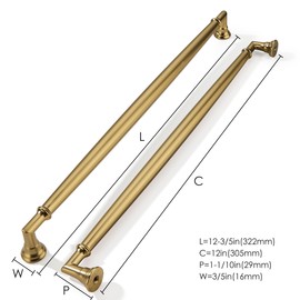 khtumeware 2 Pack 12 Inch(305mm) Champagne Bronze Cabinet Pulls, Cabinet Handles Kitchen Cabinet Hardware for Cupboard Drawer Handles Dresser Pulls