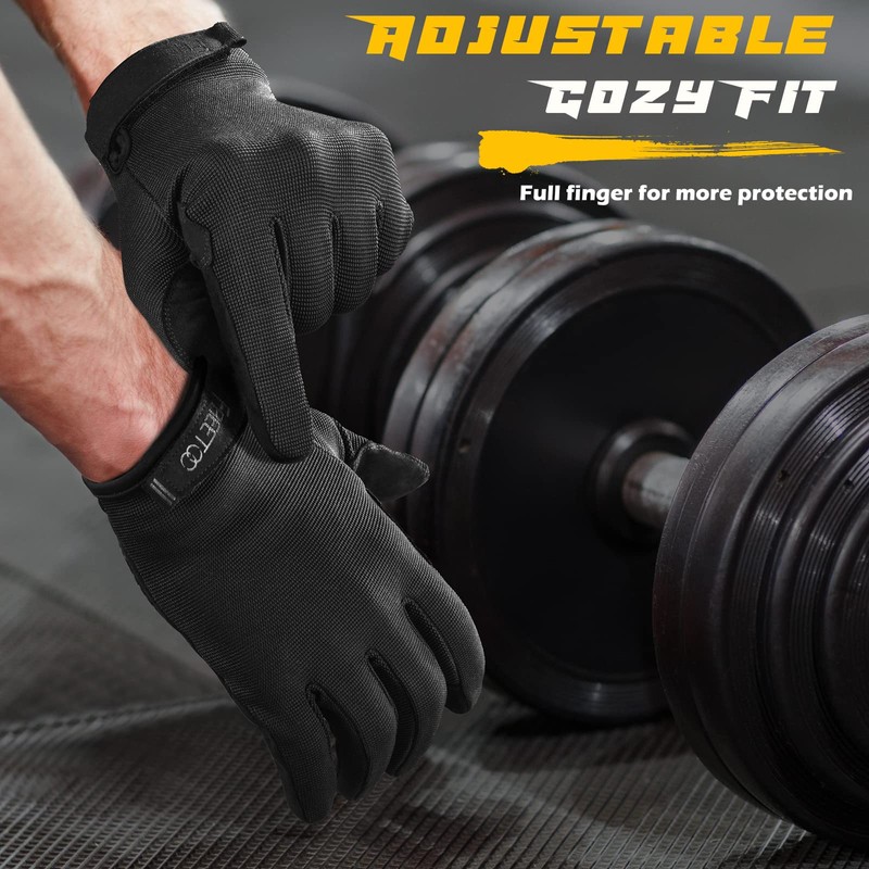 FREETOO Full-Finger Workout Gloves for Men, Padded Gym Gloves with