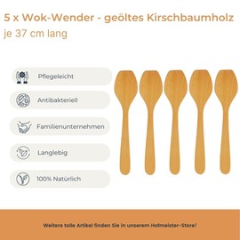 HOFMEISTER® Cooking Spoon, Spatula & Lifter Made of Elegant Cherry Wood, Heat-Resistant, Antibacterial, No Plastic, Will Not Scratch the Pot, Made in Europe, for Cooking & Baking