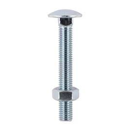 TIMCO BZP Carriage Bolt and Hex Nut - M12 x 100 - Zinc - Pack of 2