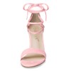 Allegra K Women's Tie Up Strappy Heels Light Pink Chunky