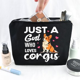 YINSSA Corgi Gifts For Corgi Lovers Just A Girl Who Loves Corgis Animal Lovers Makeup Bag Cute Birthday Gifts For Women Corgi Girl Mom Dog Mother Dog Gift For Women Travel Cosmetic Bag