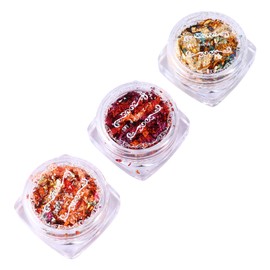 Ipetboom 3 Pack Gold Foil Ornaments Set for Nail Art Practice Hand Kit Foil Flakes Gilding Flakes Manicure Accessory