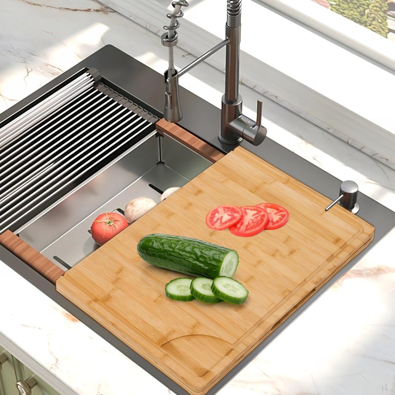 Defined Deco 22" x 30" Foldable Bamboo Cutting Board, Versatile