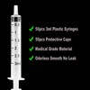 50 Pack 3ml Plastic Syringes with Caps for Science Labs,
