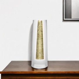 Homeroots 11" Clear And Gold Cylinder Lead Free Crystal Table Vase