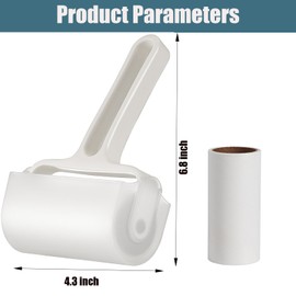 Rgqphantom,Lint Roller,5 Refills 300 Sheets,Pet Hair Remover Kit,1 Handle with 5 Extra Sticky Lint Roller for Carpet,Car Seats,Clothes,Dust,Cats,Dogs (White)