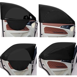 4 Pcs Car Window Screen Breathable Car Side Windows Sun Cover Window Covers Mesh Front Rear Universal Side Automotive Window Sun Cover for Sun Protection Camping Privacy Blackout (23-32 in, 35-53 in)