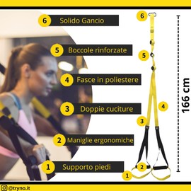 TRYNO TRX Fitness | Multifunctional Gym Tool | TRX Suspension Training | New TRX Suspension Training 2021 + Comfortable and Lightweight + Backpack