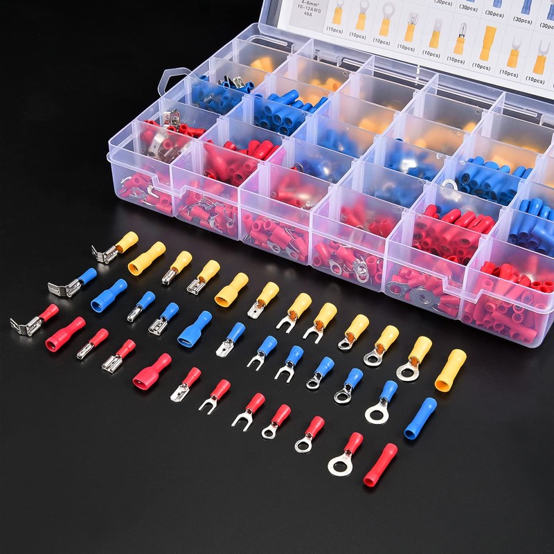 Nilight 1500pcs Mixed Quick Disconnect Crimp Connector Butt Splice Ring