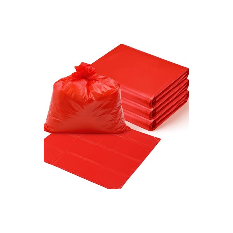 Feifeiya 50 Pack Biohazard Waste Bags 30 Gallon Red Trash