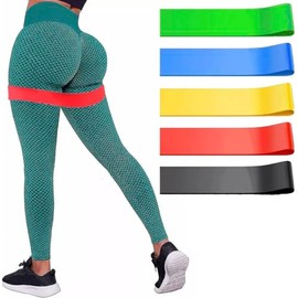 5 Bandas de Resistencia Ligas Ejercicio Gimnasio Pilates Elasticas Yoga Gym Fitness Deportivas Gluteo Tonificacion Hip Thrust Entrenamiento en Casa Fi
