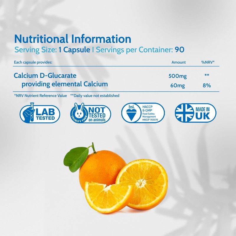 Health4All Calcium D-Glucarate 500mg - Oestrogen Supplements for Women and