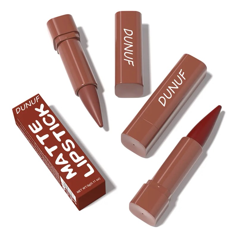 Labial Mate Duradero Dunuf 1 Pieza Tono Mate Puntiagudo