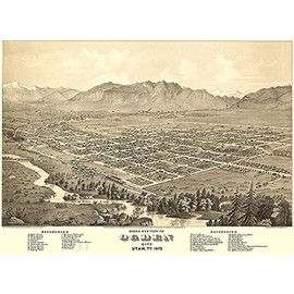 Ogden, Utah - 1875 - Aerial Bird's Eye View Map Poster