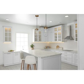 Robert Stevenson Lighting Shiloh - Metal and Glass Ceiling Light, Brushed Brass