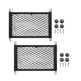 ZMD 2PCS Elastic Small Automotive Cargo Net, Pocket Storage Mesh Net with 8 Mounting Screws and Hooks Car Pouch Mesh Net Storage Trunk Organize Bag for Trunk SUV Car Boats (18 x 9.8 Inches)