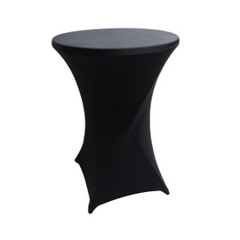 iEventStar 30 inches 32'' Highboy Cocktail Round Stretch Spandex Fitted Table Cover High Top Square Corners Tablecloth (30''-32'' Dia x 42'', Black)