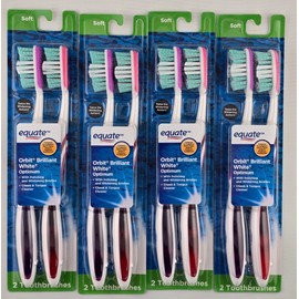 Equate Orbit Brilliant White Optimum Soft Bristle Toothbrush, 4 Pack