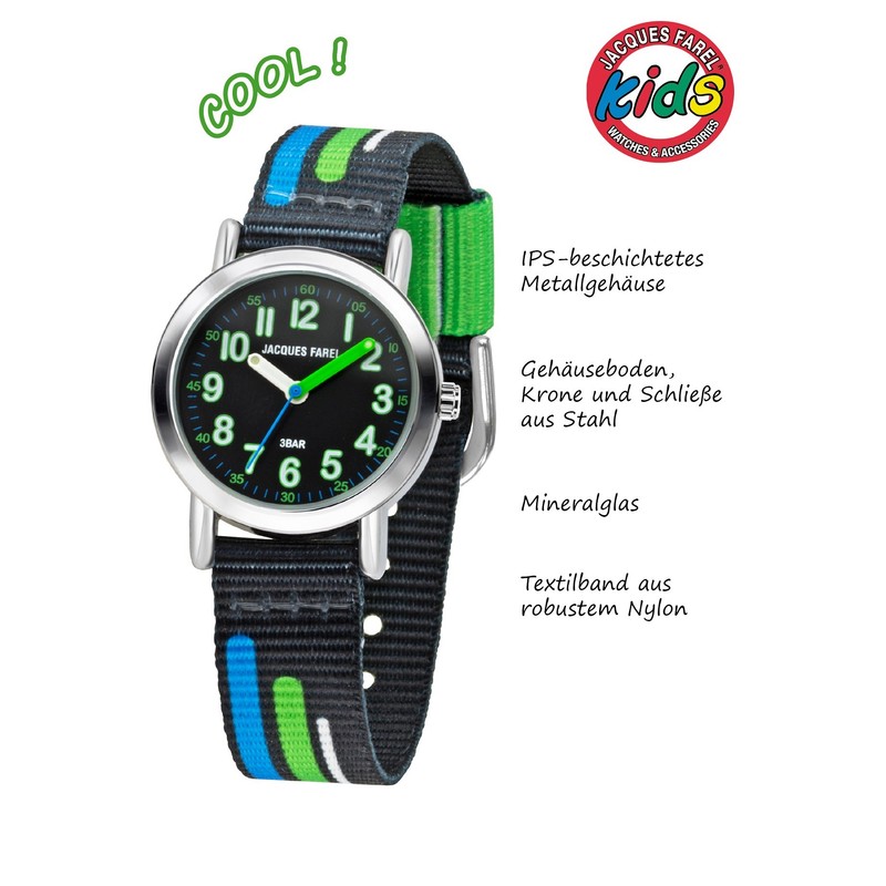 JACQUES FAREL KPS 403 Children's Analogue Quartz Watch with Fabric
