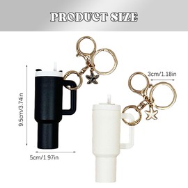 TTPSRY Mini Cup Acrylic Keyring Mini Cup Key Ring with Starfish Decoration Women's Bag Charm Key Rings for Bag Cute Mini Cup Accessories for Handbags, Black & white