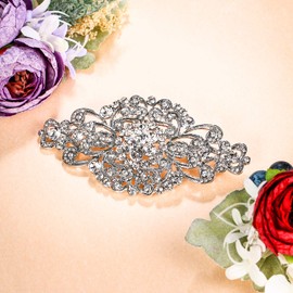 EVER FAITH Women's Crystal Vintage Flower Wedding Pin for Clothing Clear Silver Tone, Crystal, No information