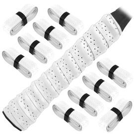 Grip Tape Tennis Grip Tape, Set of 10, Stretch Perforated Slap Rubber, Sweat Absorption, Anti-Slip, Abrasion Resistant, Shock Absorption, Breathable, Suitable for Badminton Racket, Tennis Racket