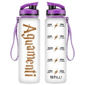 LEADO 32 oz 1 Liter Motivational Tracking Water Bottle with Times to Drink - Aguamenti - Funny Christmas, Birthday Gifts for Women, Men, Friends, Coworkers, Mom, Dad, Wife, Husband, Sister
