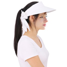 YoungLove Women's Wide Brim SPF 50+ UV Protection Sun Visor Hat,White