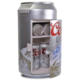 Coors Light Mini Fridge - Refrigerator for Bedroom Office, Portable Table Top Beverage Cooler, 12V 110V Refrigerador For Drinks, Soda, Wines, Use In Car, Dorm, Outdoor, 8 Can