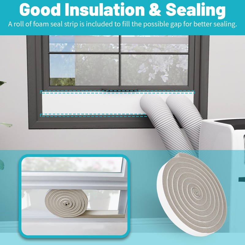Chiligent Dual Hose Portable Air Conditioner Window Kit, 5.9" Diameter