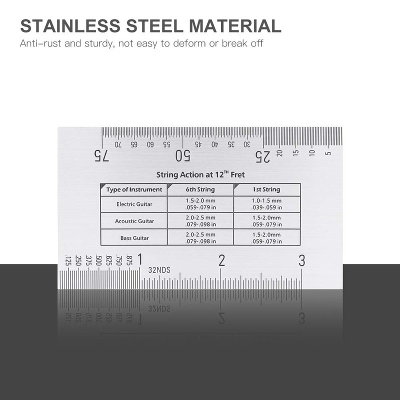 Generic String Action Ruler Gauge, Stainless Steel String Action Ruler