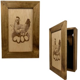 Bellewood Designs Hidden Gun Storage Wall Decoration Farmhouse Chicken and Eggs, Secure Concealed Gun Safe