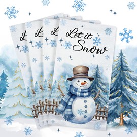 50 PCS Christmas Guest Napkins 2 Ply Let It Snow Decorative Paper Hand Towels for Bathroom Kitchen Snowman Disposable Dinner Hand Napkins for Winter Xmas Holiday Party Baby Shower