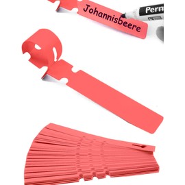HomeTools.eu® Pack of 100 Labelling Tapes, Plant Label, Weatherproof, Red, 21 x 2 cm