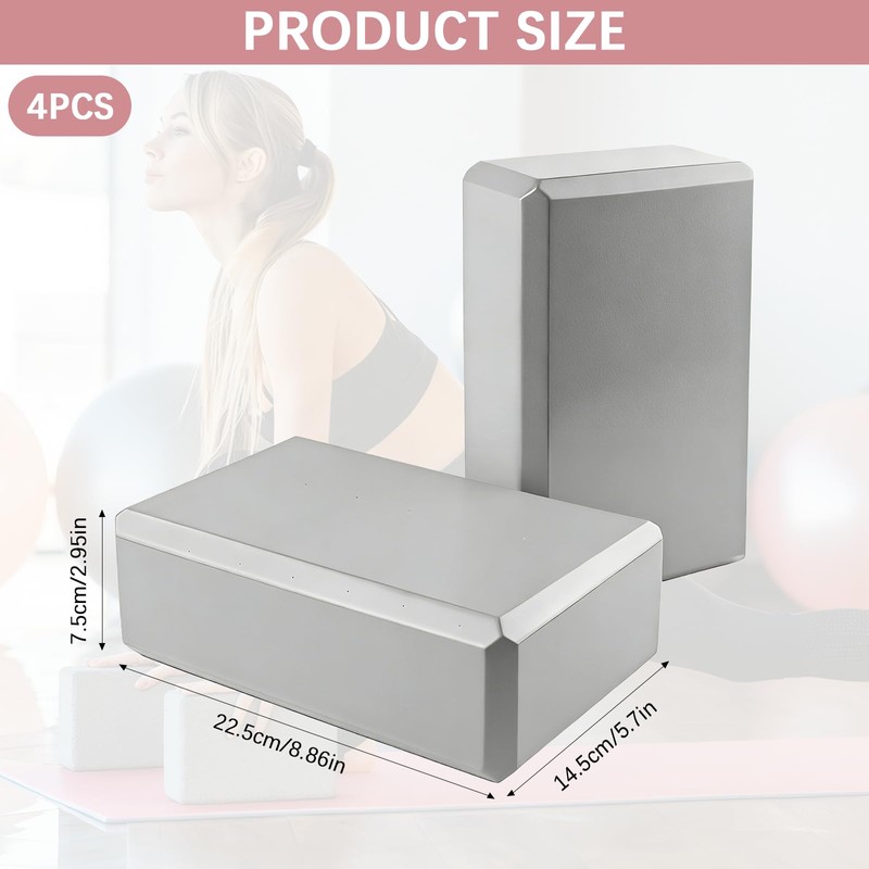 4 Pack Yoga Blocks - Premium EVA Foam Blocks for