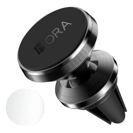 Soporte Magnético Universal para Auto Negro 1HORA,Compatible iPhoneSamsungMotorolaAndroid,Incluye Placa,Se Fija a Rejilla de Ventilación,Compacto...