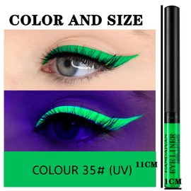 Matte Liquid Eyeliner, Neon Rainbow Colorful Eyeliner Pencil, Waterproof Long Lasting Smudge-proof Eye Liners Makeup Gift For Women-UV green