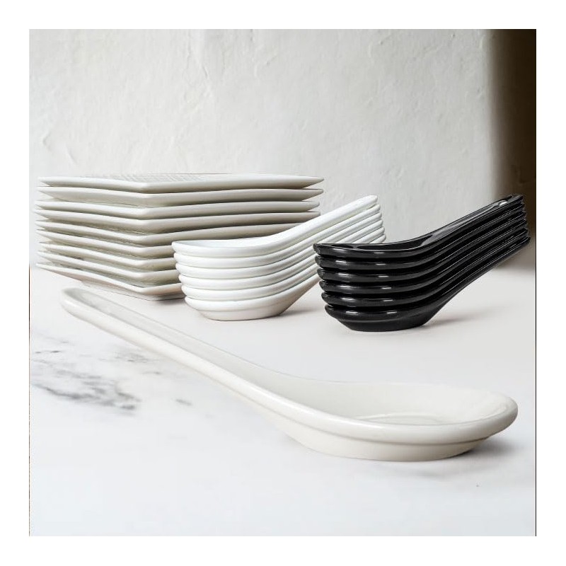 Wareland Asian Soup Spoons Set of 6, Ceramic Chinese Soup
