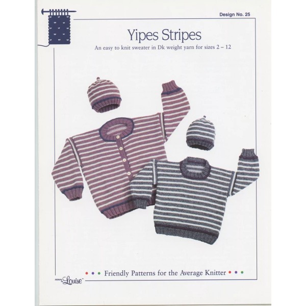 Design by Louise Knitting Pattern #25 Yipes Stripes Children 2-12