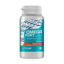 Supravit Omega Fort, Integratore Alimentare a base di olio di pesce dei mari freddi. 60 softgel. Fonte di Omega 3 (DHA e EPA). Benessere cardiovascolare. Integratore per il cuore. Gluten Free